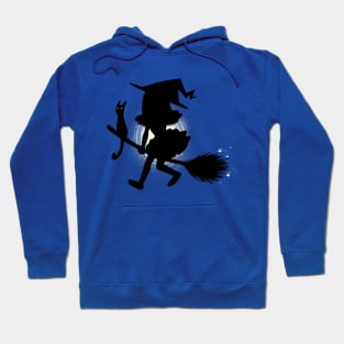 Cute Little Witch on a Broom - Silhouette Design Hoodie